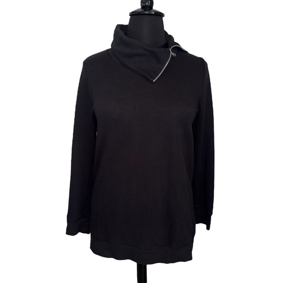 LANE BRYANT LIVI Zipper Split Neck Cowl Sweater - Black Plus 14/16 - Picture 1 of 11
